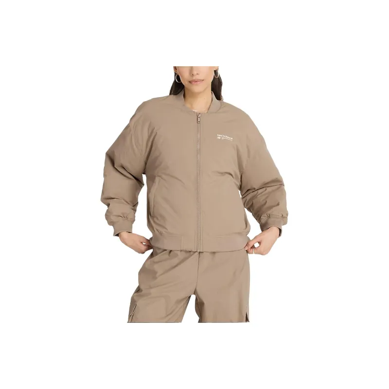 New Balance LINEAR HERITAGE Woven Bomber Jacket Women's Dark Khaki-0