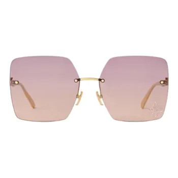 LOUIS VUITTON Metal Irregular Shape Sunglasses Women's Gold