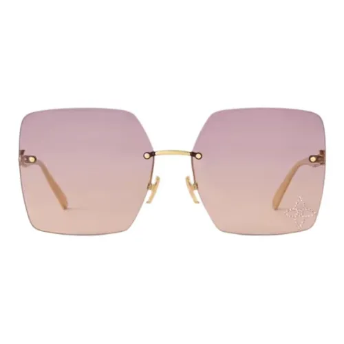 LOUIS VUITTON Metal Irregular Shape Sunglasses Women's Gold
