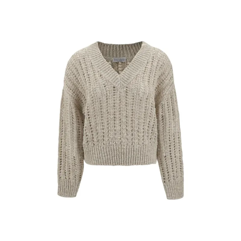 Brunello Cucinelli V Neck Drop Shoulder Jumper-0
