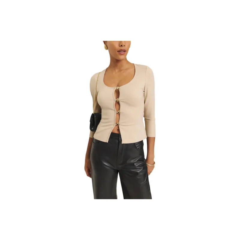 REFORMATION Owen Knit Top Knitwear Women's Light Beige-0