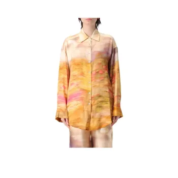 PINKO Graphic Printed Curved Hem Shirt