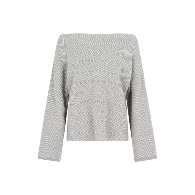 EMPORIO ARMANI Wavy Chevron Motif Boat Neck Jumper-0
