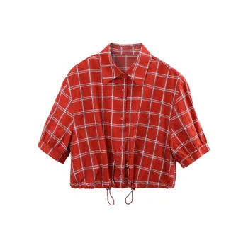 DOKZB Shirts Women's Red Plaid
