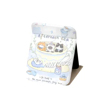FANHUASENLIN Cute Cat And Dog Afternoon Tea Compact Folding Mirror Make up Tools 1 Pc