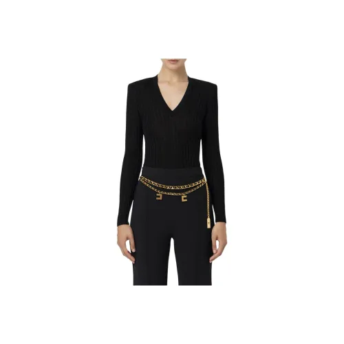 Elisabetta Franchi Logo Patch V Neck Top