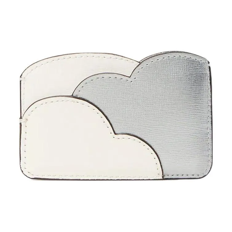 Kate Spade Leather Coin Purses Card Holders Women's White & Silver-1