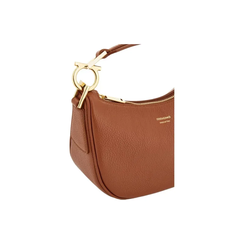 FERRAGAMO Calfskin Boston Bag Handbag Mini Women's Tan-4