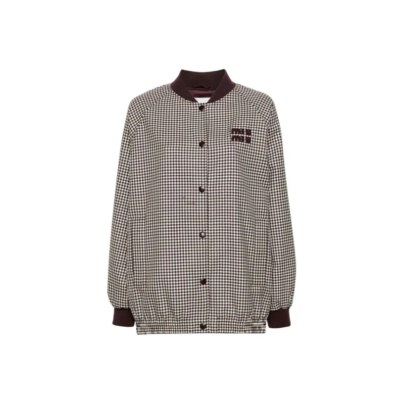 MIU MIU Logo-Appliqué Button-Up Bomber Jacket-0