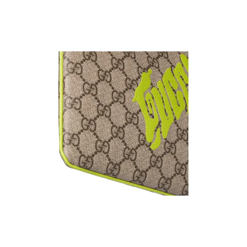 GUCCI Coated Fabric Clutch Small Size Women's Beige & Emerald Green-5