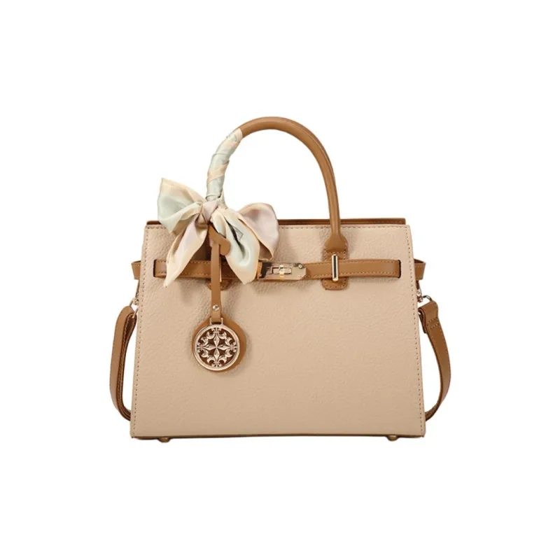 PAYOT Microfiber Synthetic Leather Shoulder Bag, Crossbody Bag, Handbag Women's Apricot & Brown-0