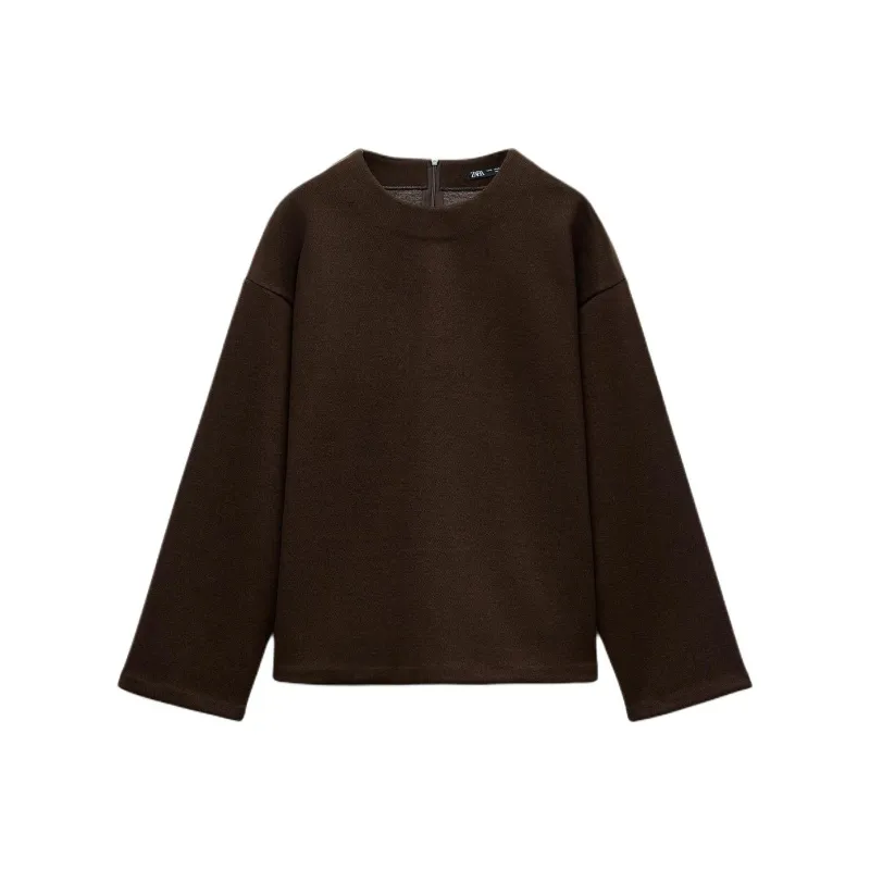 ZARA Sweatshirt Women's Dark Brown-0