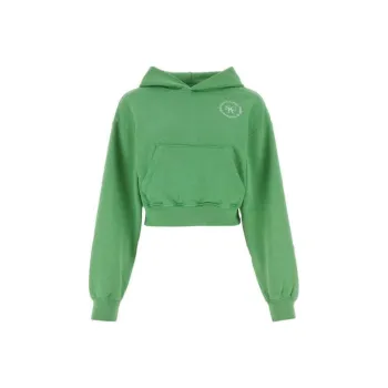 SPORTY & RICH Cropped Hoodie 'Verde/White'