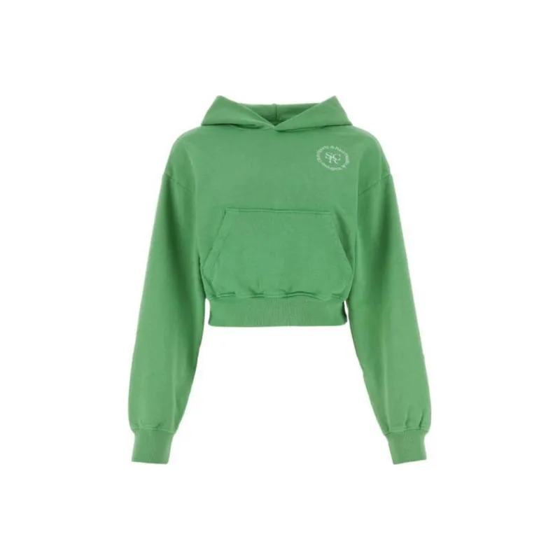 SPORTY & RICH Cropped Hoodie 'Verde/White'-0