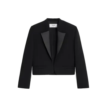 CELINE Jacket In Satin lined Double Faced Wool Crepe