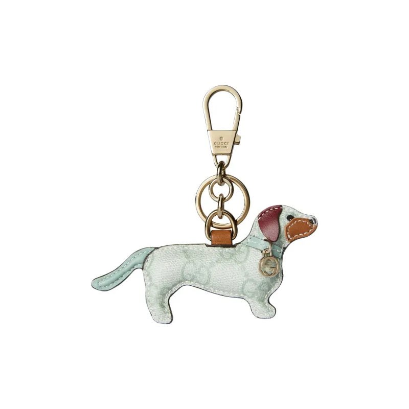 GUCCI GG Emblem Supreme Canvas Bag Charm Bag Accessory Women's Gray Green-0