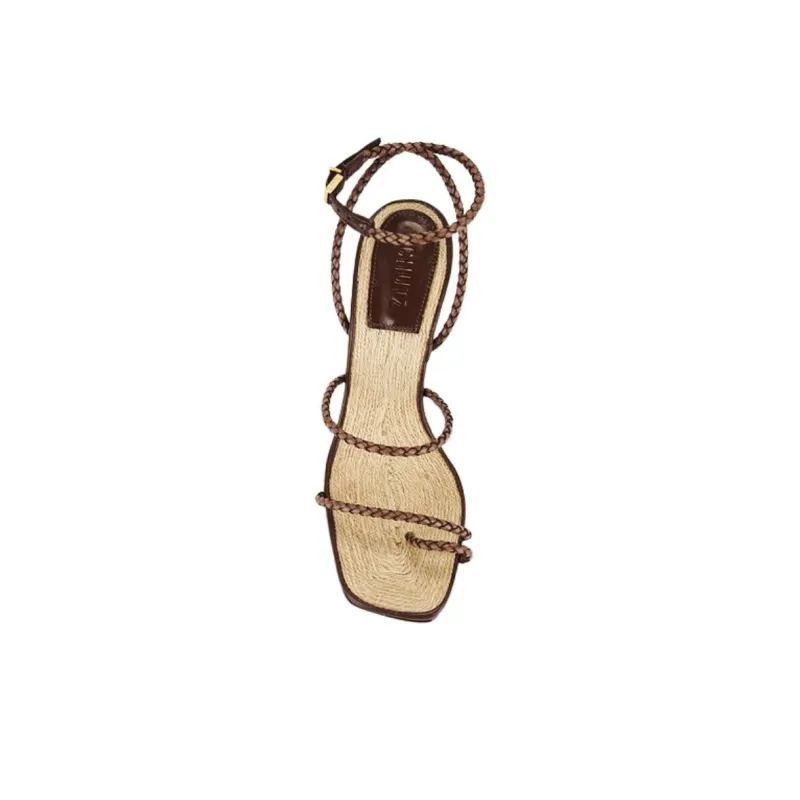 Schutz Kaya One Strap Sandals 11cm Women's Brown-4