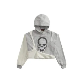 KITH Otto Cropped Drape Hoodie 'Heather Grey'