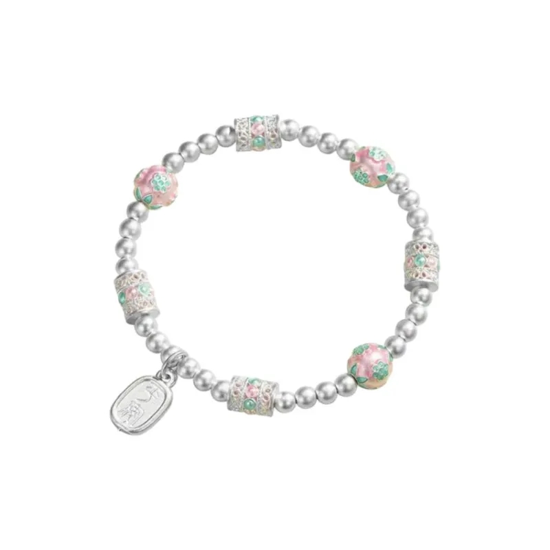 Silver Arashi Sterling Silver Beaded Bracelet 999 Fine Silver Women's-0