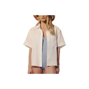 REFORMATION Liam Linen Oversized Shirt Shirt Women's White