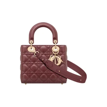 DIOR Lady Dior My ABCDior Lambskin Lady Dior Bag, One Shoulder Handbag Small Size Women's Dahlia Red