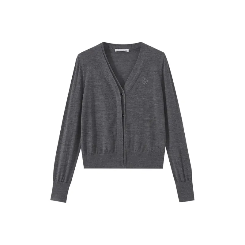 SHUIYUNJIAN Sheep Wool Knitted Fabric Cardigan Women's-6