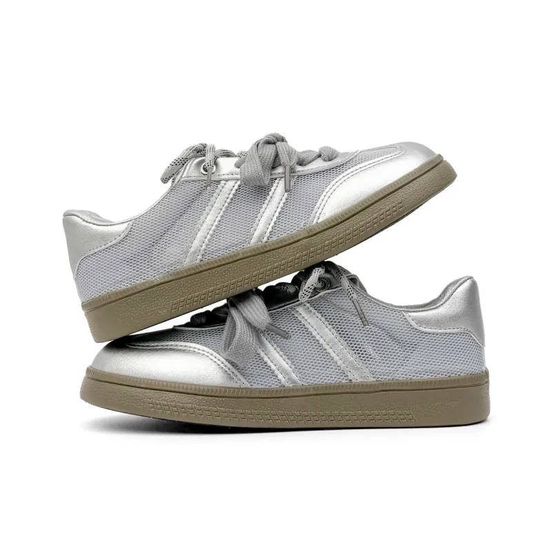 Mengsai Breathable Lightweight Height Increasing Low-Top Casual Shoes Women's Silver-4