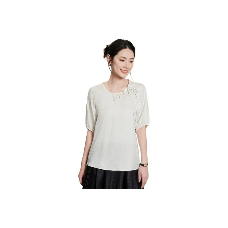 Yi Mengyuan Short Sleeved Silk Shirt Women's-5