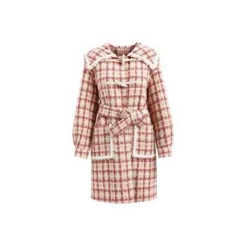 Olrain Coats Women's Pink Plaid