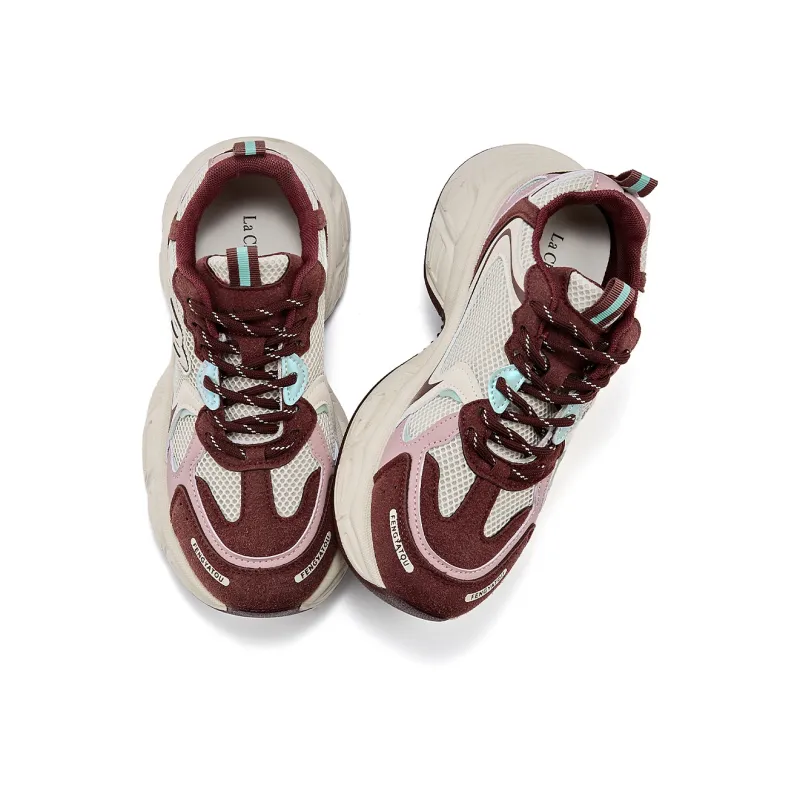 La Chapelle Cushioning, Slip Resistant, And Breathable Low Top Chunky Sneakers Women's Red-1