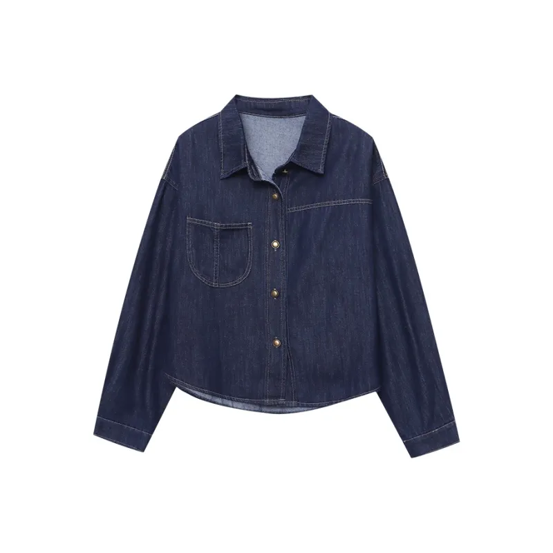 CHARM PICK Shirt Women's Denim Blue-0
