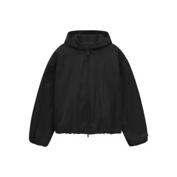 Fear Of God Essentials Women'ss Textured Nylon Hooded Bomber Black