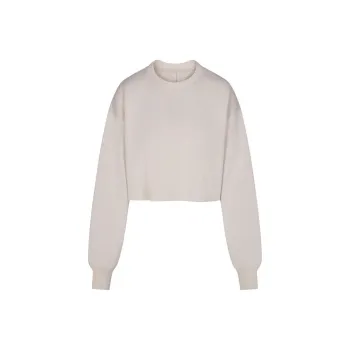 SKIMS COTTON FLEECE CROPPED CREWNECK Sweatshirt Women's STONE/Stone Color