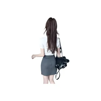 Garbege Uniforms Women's White Jacket With Name Tag, Black Skirt