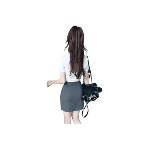 Garbege Uniforms Women's White Jacket With Name Tag And Black Skirt