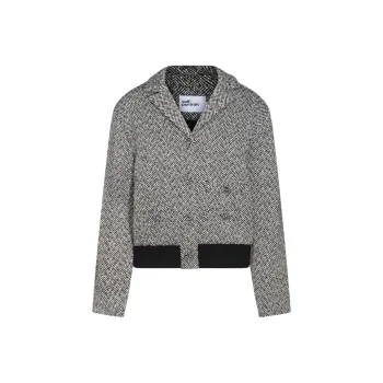 Self portrait Herringbone Bomber Jacket