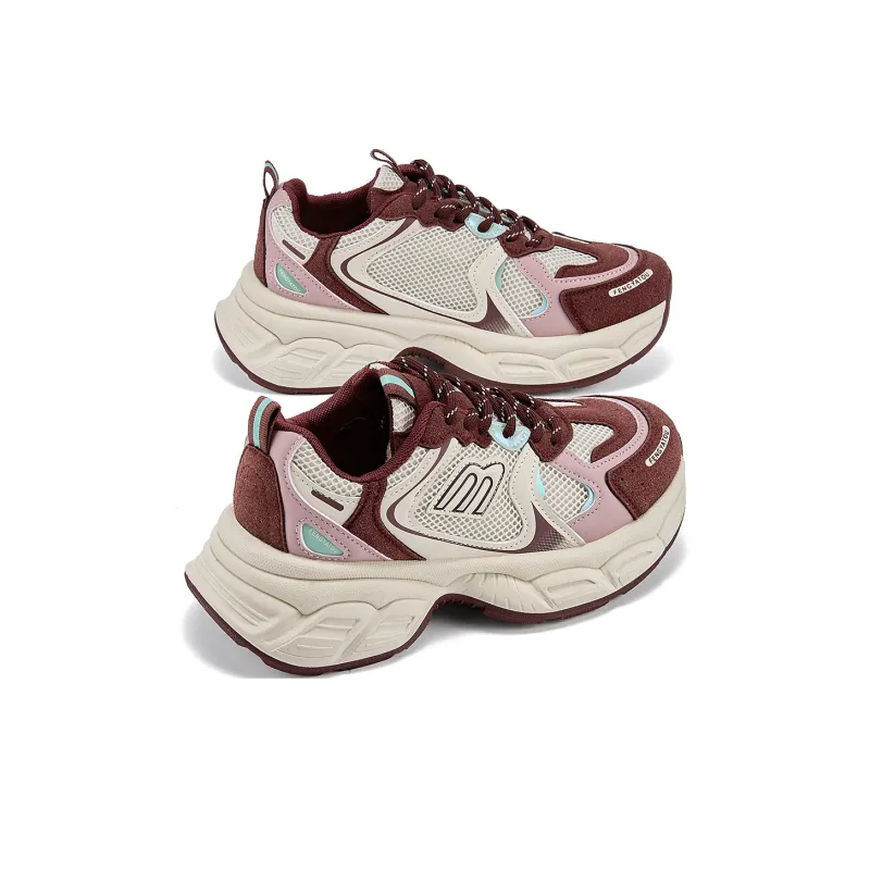 La Chapelle Cushioning, Slip Resistant, And Breathable Low Top Chunky Sneakers Women's Red-2