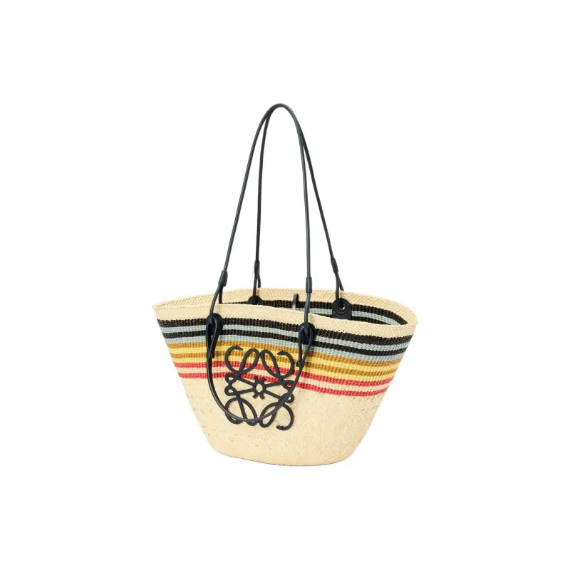 LOEWE Anagram Basket Palm Leaf Tote Bag, Shopping Bag, Shoulder Bag Medium Size Women's Natural & Multicolor-1
