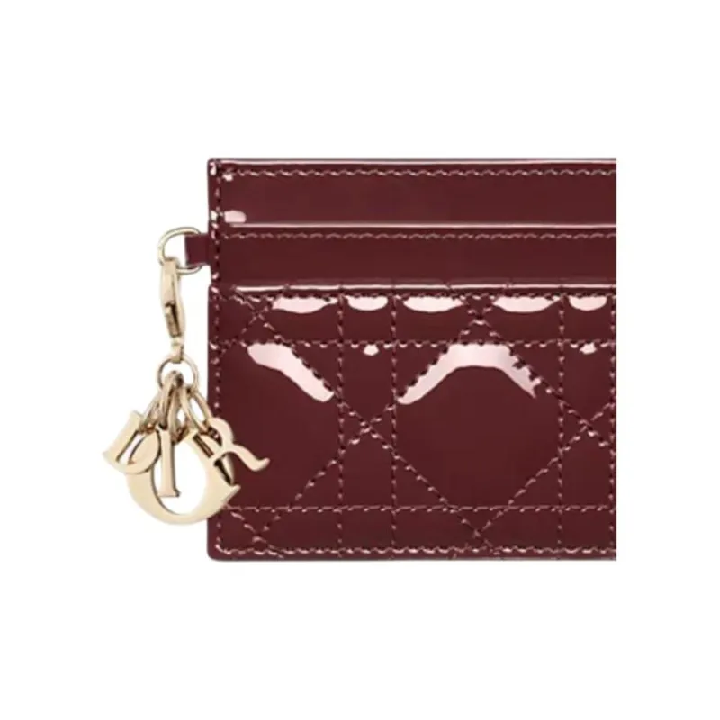 DIOR Lady Dior Calfskin Card Holder Women's Dahlia Red-2
