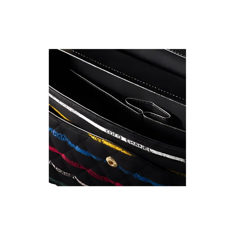 CHANEL 22SS Spring And Summer Classic Flap CF Cotton Shoulder Bag, Crossbody Bag Women's Black And Multicolor-3