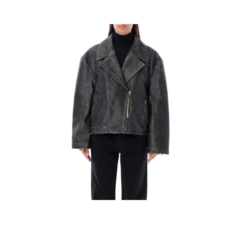 Acne Studios Logo Embossed Lilket Biker Jacket-0
