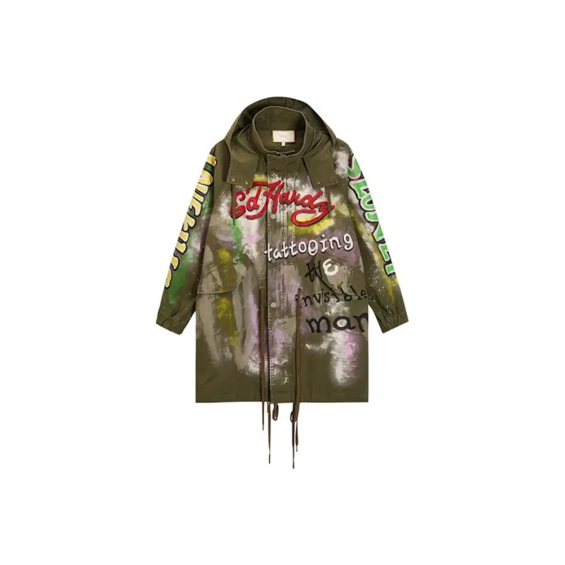 Ed Hardy FW24 Jackets Coats Women's Olive Green-0