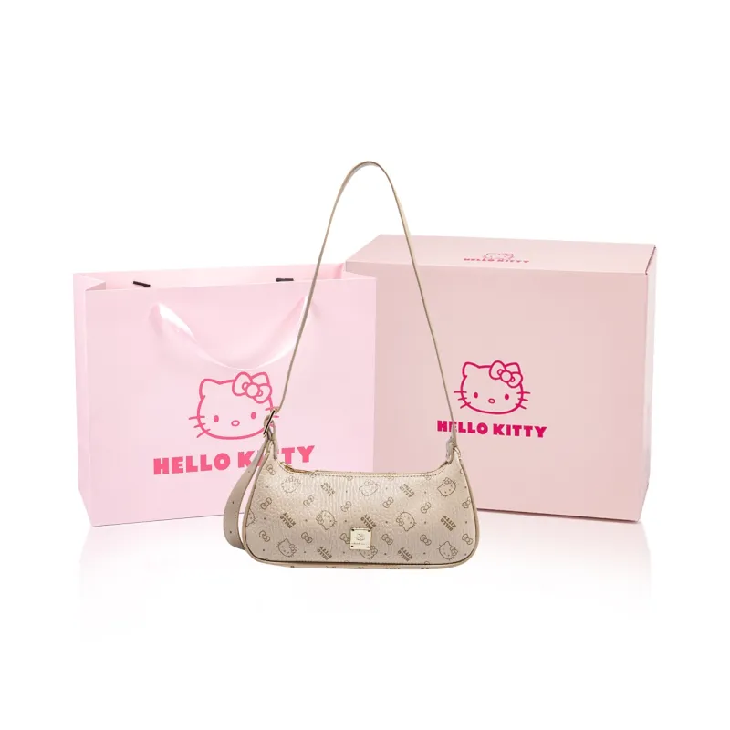 MESUCA Sanrio Hello Kitty Collaboration Kitty Series PU Shoulder Bag Women's Pink/Brown/Milk Tea-12