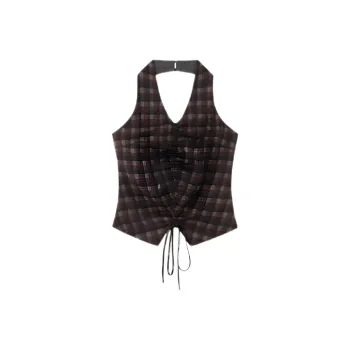 ABBY GODDESS Camisole Women's Black White Red Plaid