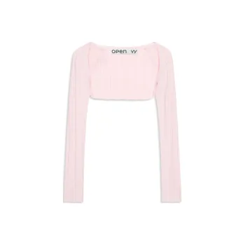 Open Yy PLEATED BOLERO CARDIGAN Knitwear Women's PIN/Pink