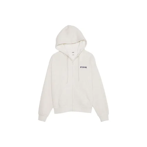 Victoria's Secret PINK IVY FLEECE FULL-ZIP HOODIE/Natural Heather Sweatshirt Women's Natural