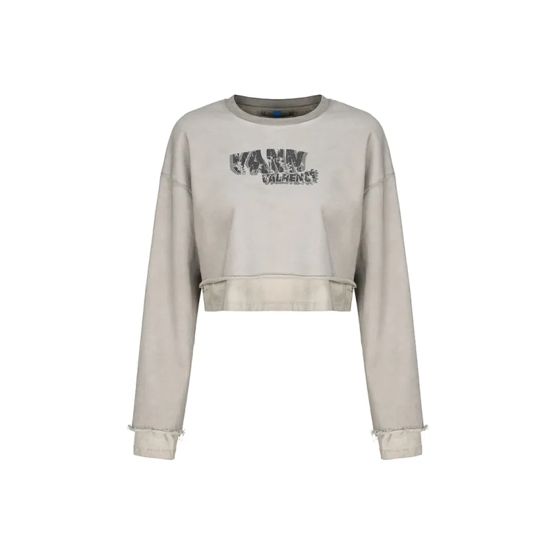 VANN VALRENCÉ Sweatshirt Women's Distressed Gray-0