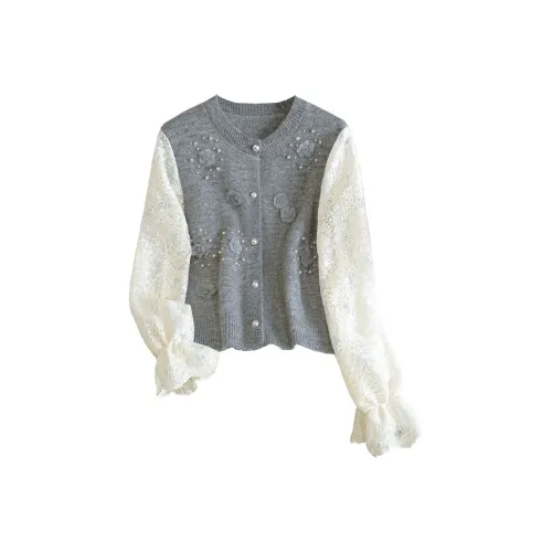 Cypress House Knitwear Women's Light Gray & Apricot