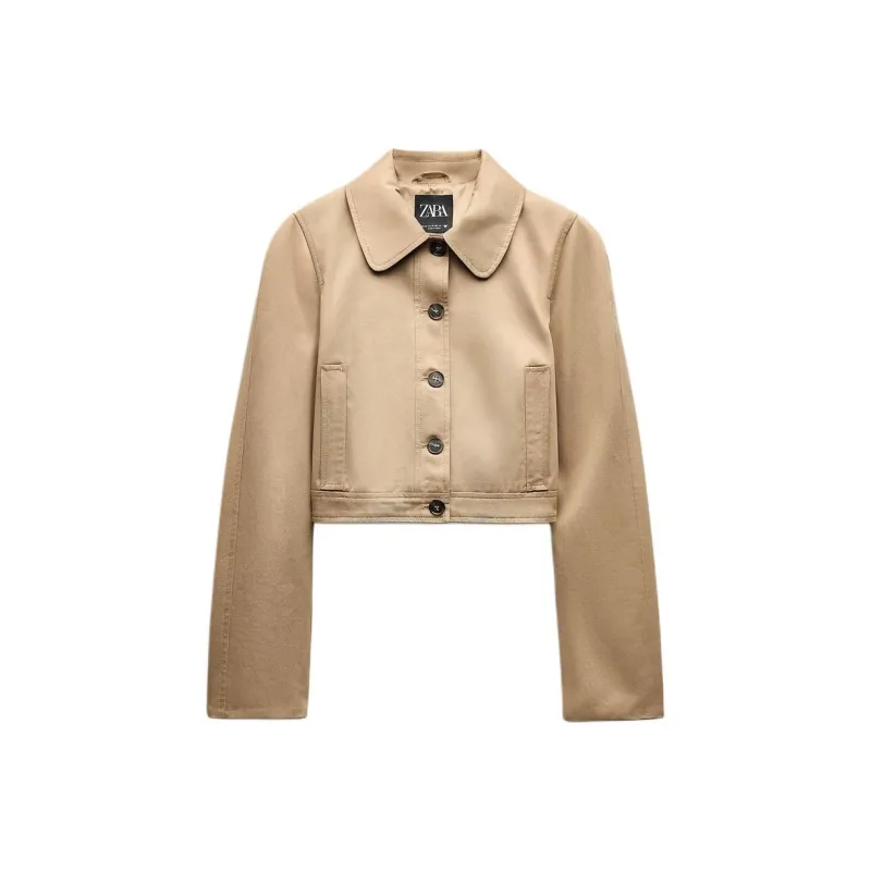 ZARA Jackets & Coats Women's Cigar Color-0