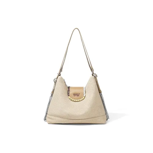 MAKEUP KITTEN PU With Synthetic Leather Tote Underarm Shoulder Bag Women's Khaki